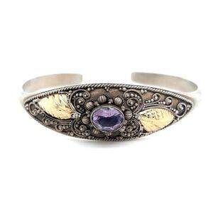 Gorgeous Gold/Silver Amethyst Cuff